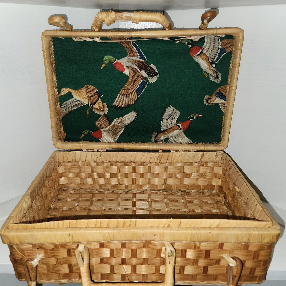 Vintage Bamboo Small Partially Lined Suitcase